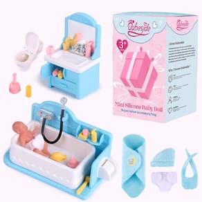 Mini boneca de silicone BABESIDE realista de 8 cm com acessório