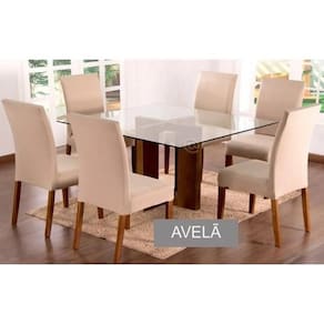 Capa Para Cadeira Lisa Kit 8 Lugares Malha - Avelã