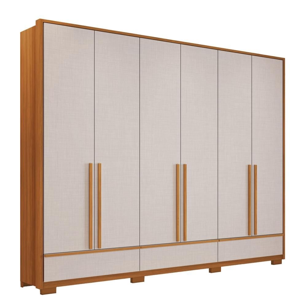 Guarda Roupa Casal 6 Portas 3 Gavetas NT6035 Freijó/Off White Notável Móveis