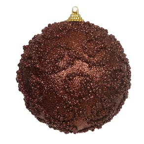 BOLA DECORADA NATAL C/2 UND PVC (MARROM) 10cm