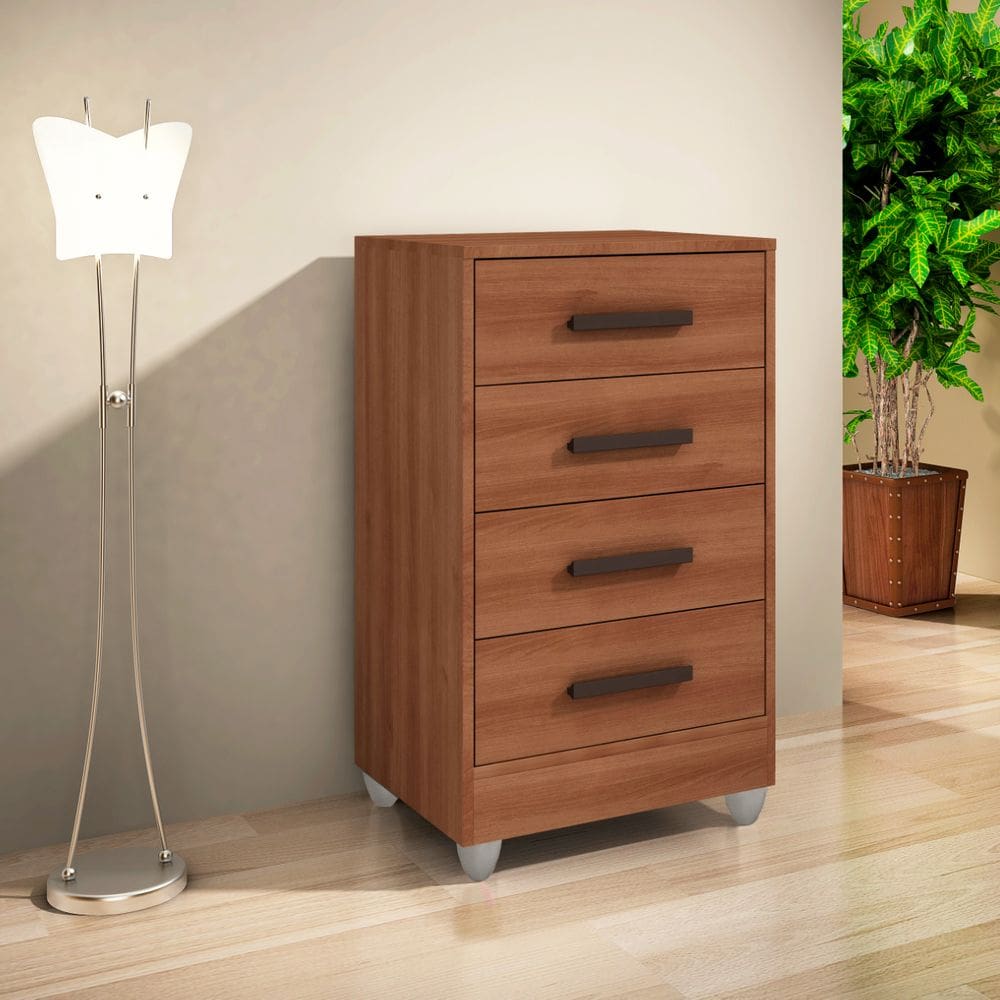 Cômoda Quarto Multiuso Compacta 4 Gavetas - Cinamomo