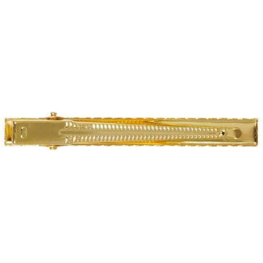 Bico De Pato Jacaré Base Reta Dourada 7,5Cm- 12Unidades