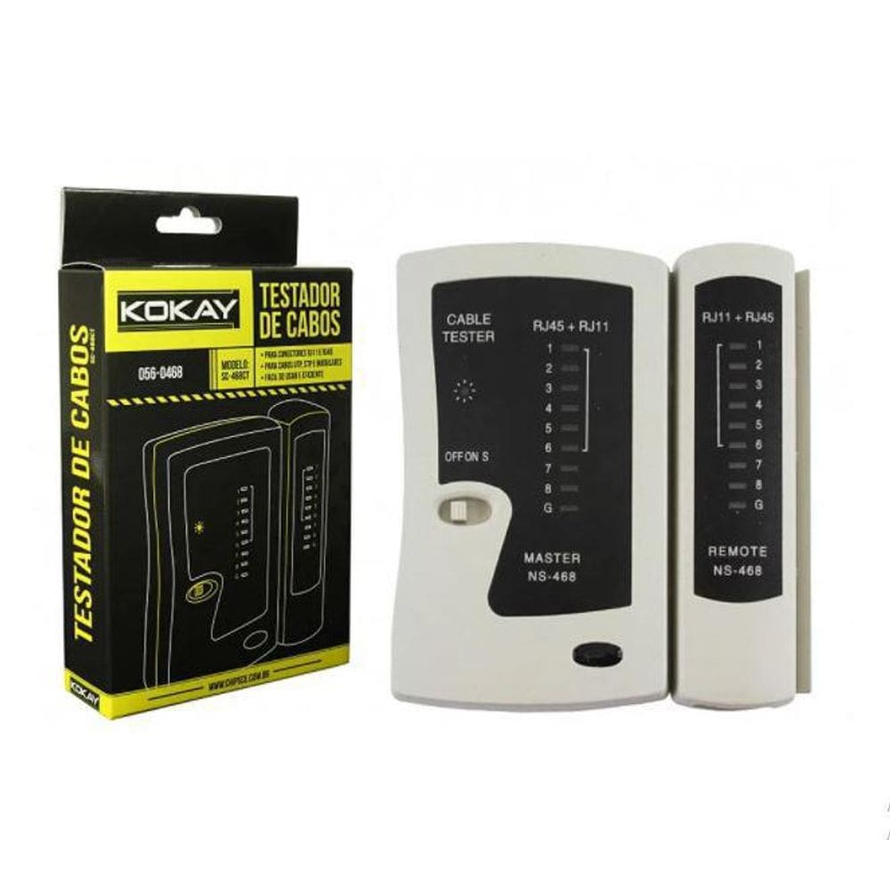 Testador Para Cabo De Rede Rj11/Rj45 Kokay Sc468Ct