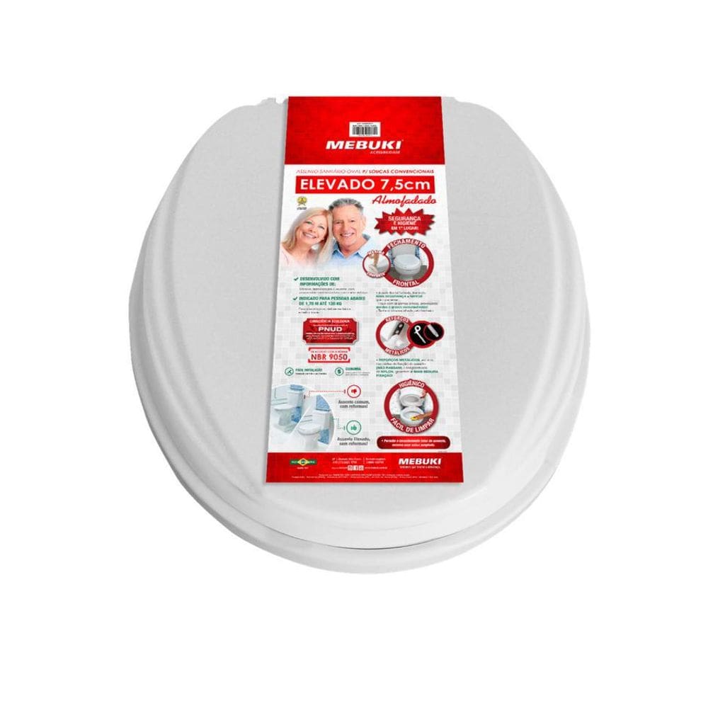 Assento Vaso Almofadado Elevado 7,5 Idosos Edeficientes
