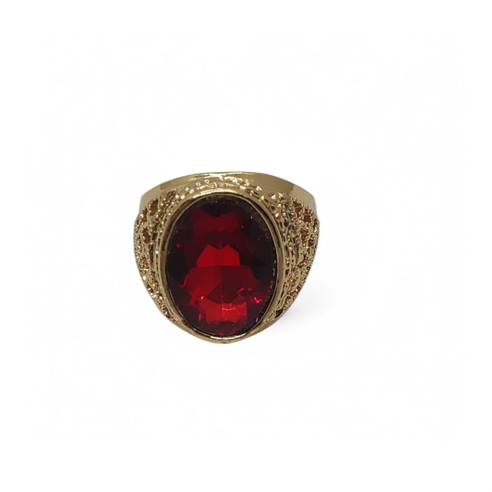 Anel Turco Dourado com Pedra Zircão Vermelho