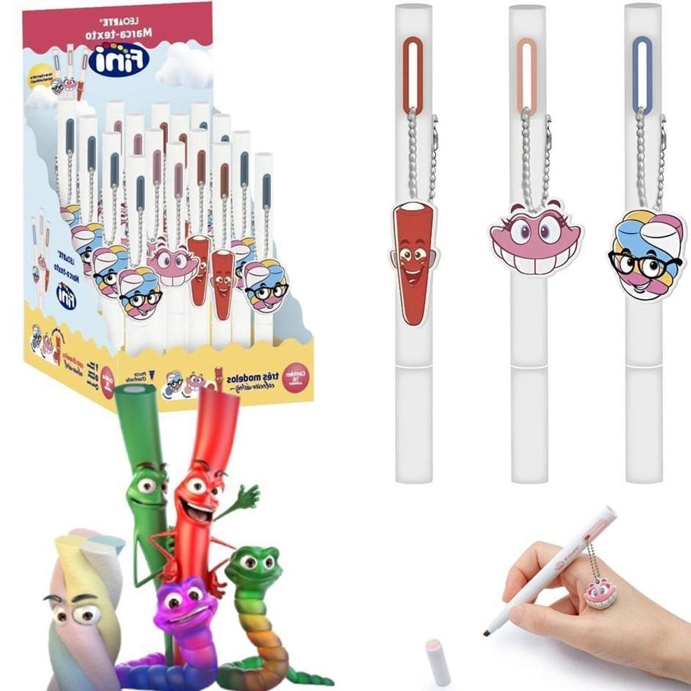 Kit Escolar 3 Caneta Marca Texto Com Pingente Fini
