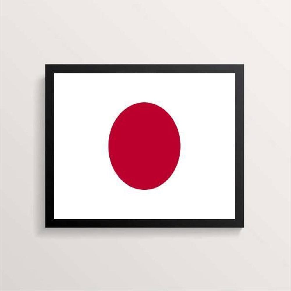 Quadro Decorativo Bandeira Japão 33X24Cm - Com Vidro