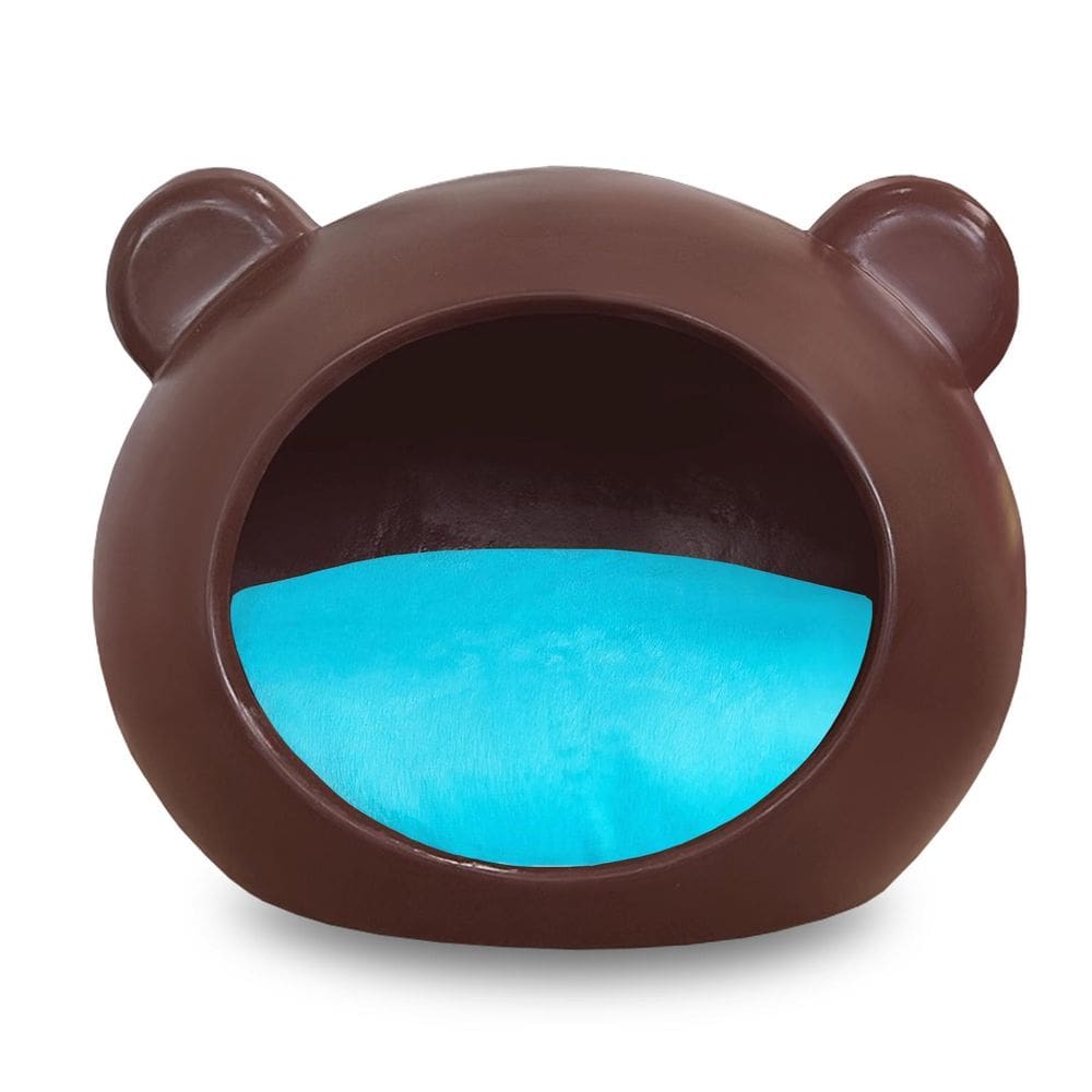 Casa Cama Toca Iglu De Cachorro E Gato Com Almofada Azul M