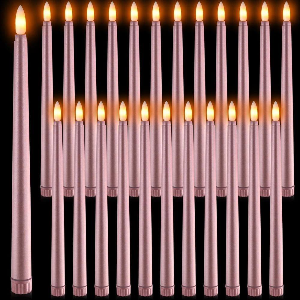 Velas cônicas sem chama Macarrie, 24 pacotes, LED, ouro rosa