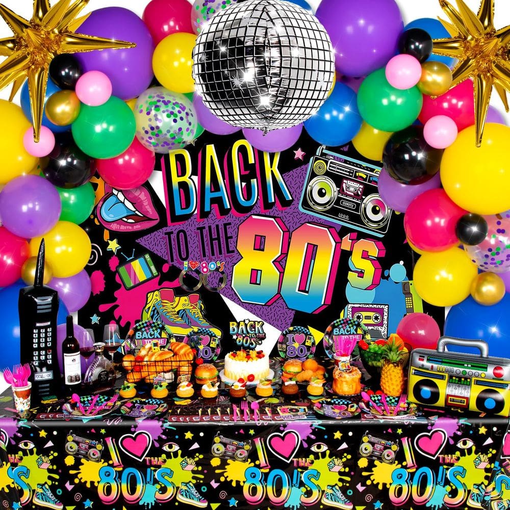 Decorações de festa HJINGY, tema dos anos 80 e 90 com rádio inflável e