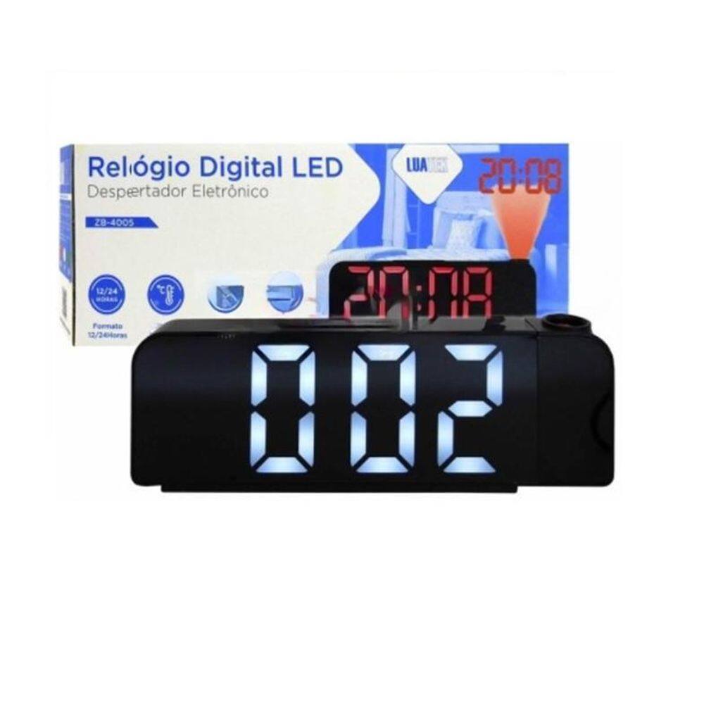 Relógio Digital Despertador Mesa Com Projetor Zb-4005 Luatek
