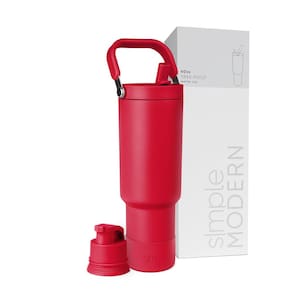 Garrafa de água Simple Modern Trek Pivot 1,2 L com alça vermelha