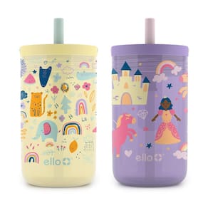 Conjunto de copos Ello Bop 360 ml de plástico infantil com canudo, pacote com 2 unidades