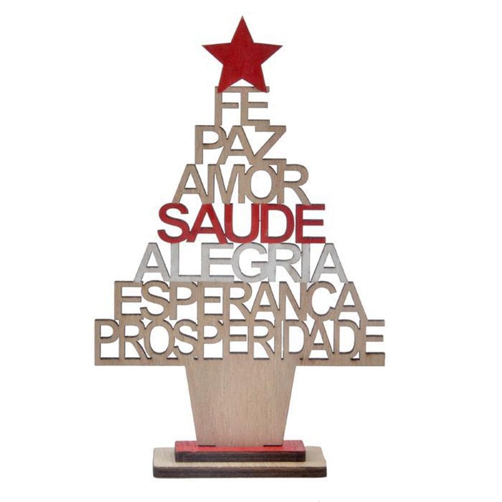 Árvore De Madeira Desejos 18cm Decoração Natal