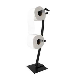 Suporte Porta Papel Higiênico De Chão Duplo Fenix Preto Aço