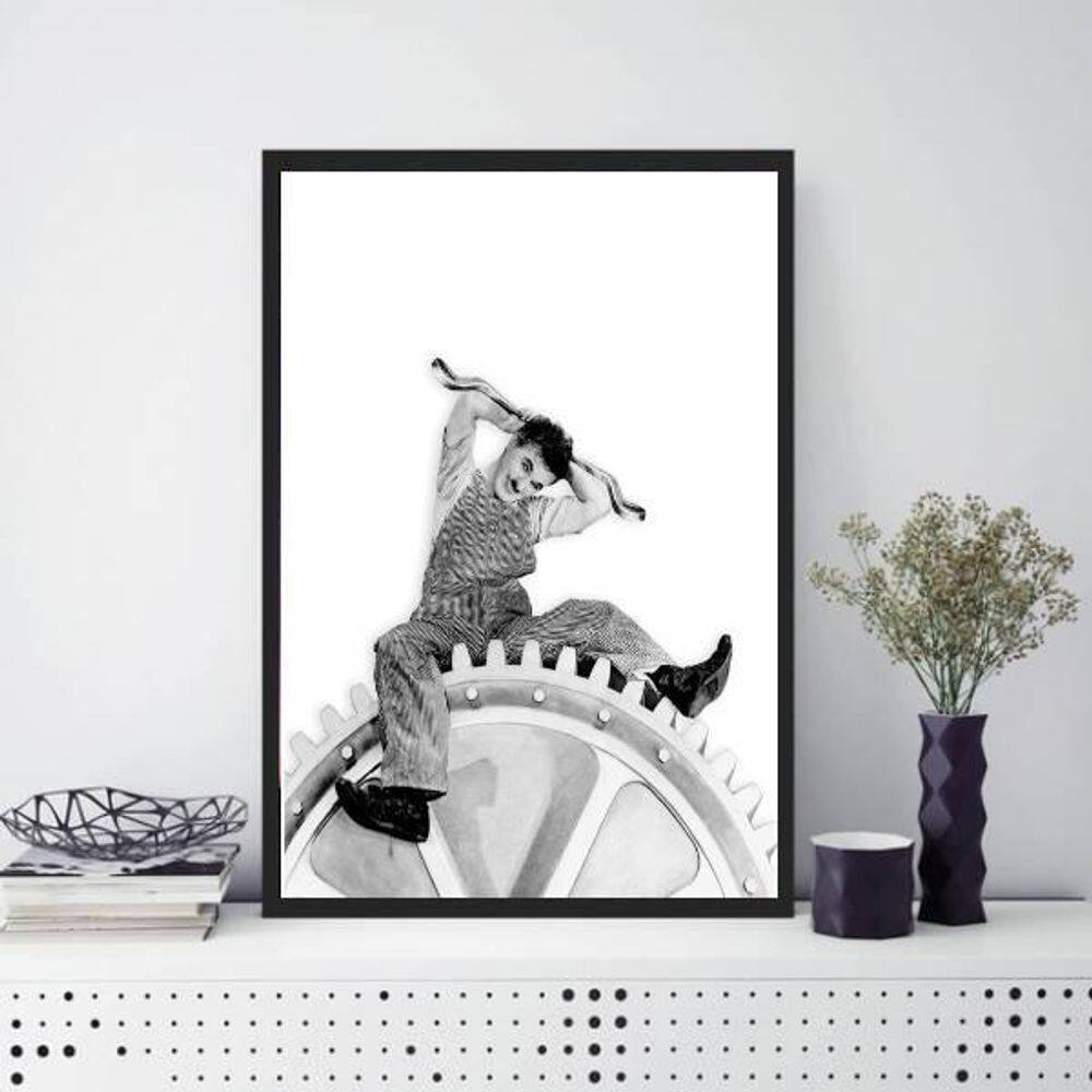 Quadro Charlie Chaplin Tempos Modernos 24X18Cm - Com Vidro