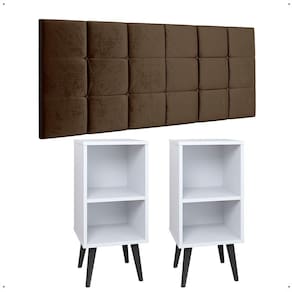 Kit 2 Mesinhas Pequena Charme Branco Jogo Quarto Casal Cabeceira Bia Cama Box King Size 1,95 Marrom Suede - Lojas RPM