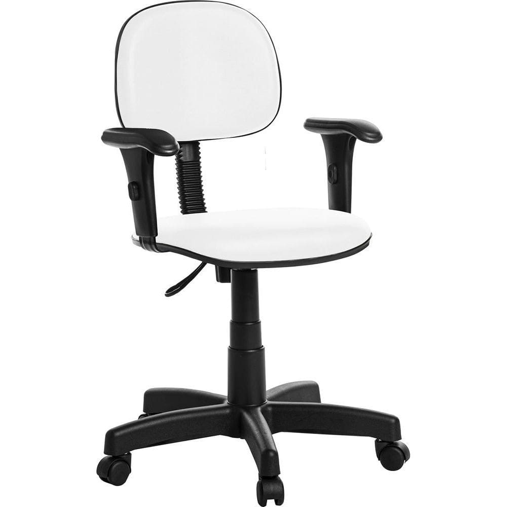 Cadeira Escritório Secretaria Braço Rce Branco - Ajustável