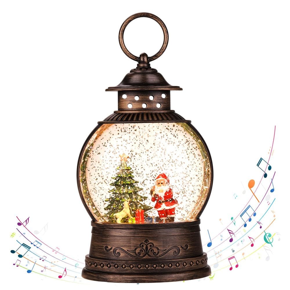 Lanterna Globo de Neve de Natal JEDAWN com música e luzes