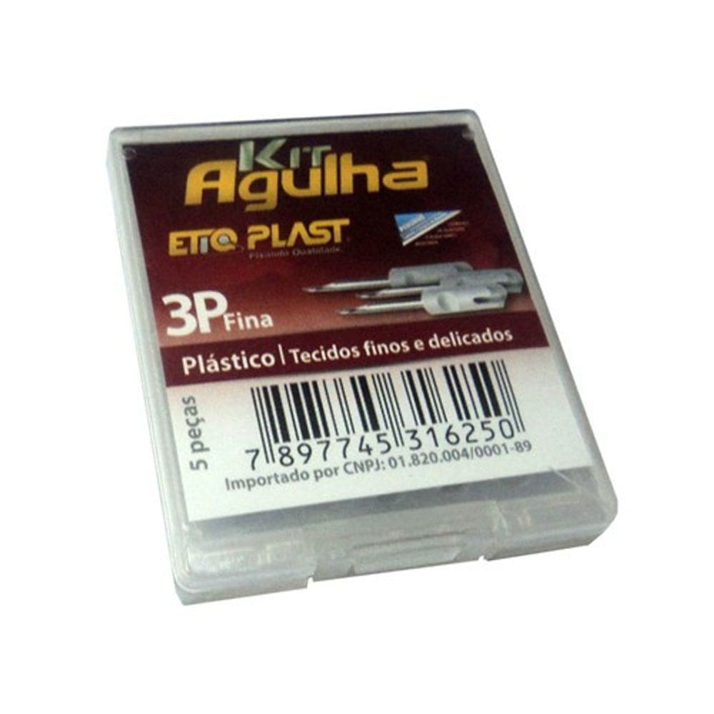 Agulha Aplicador Pinos Plásticos Fine 3P, Tecidos Finos
