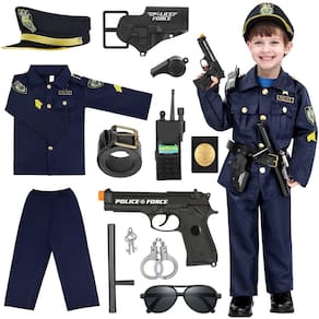 Traje de policial Luucio para crianças com uniforme e acessórios