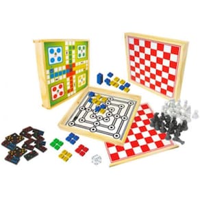Jogo Tabuleiro 5 em 1 Dama Xadrez Ludo Dominó Iob Artepinus