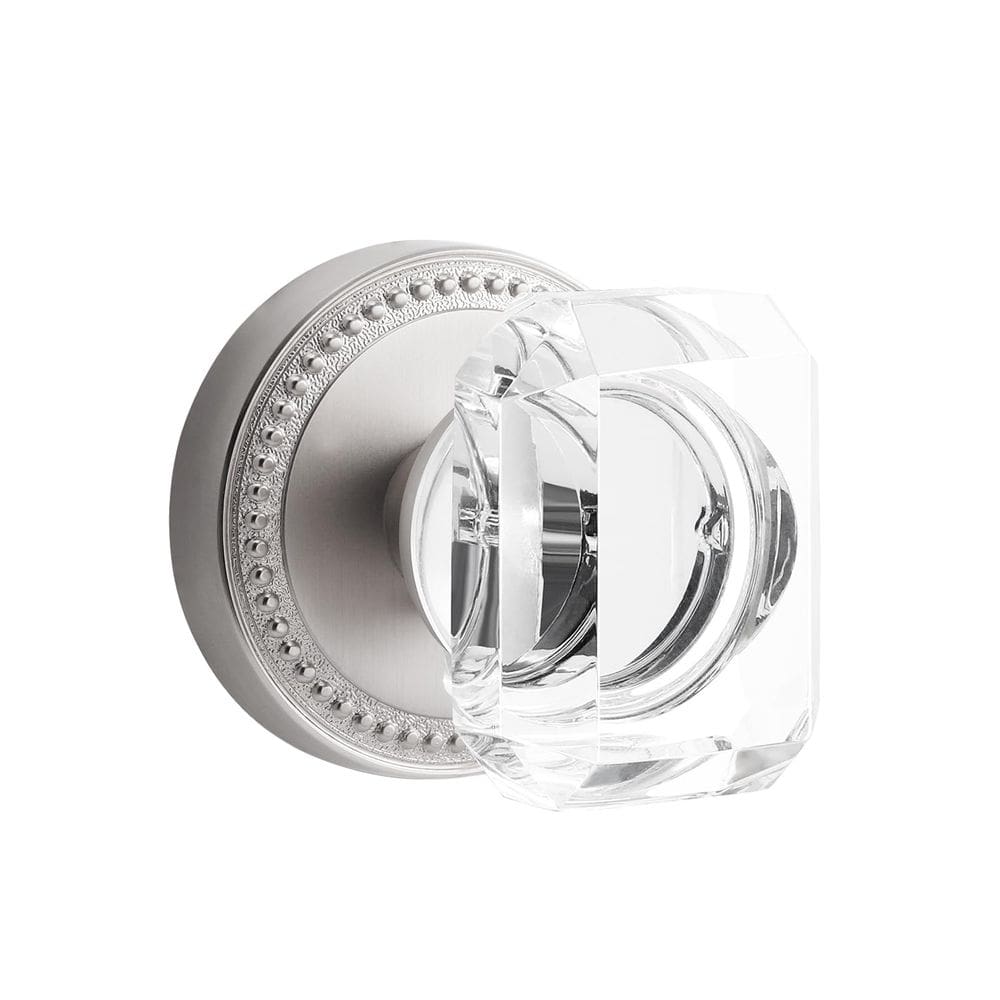 Maçaneta de porta fictícia SORWDUERM Crystal Satin Níquel Escovado