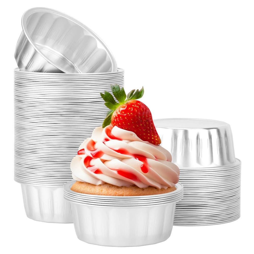 Pacote de 100 Ramekins descartáveis de alumínio Beasea 235mL - prata