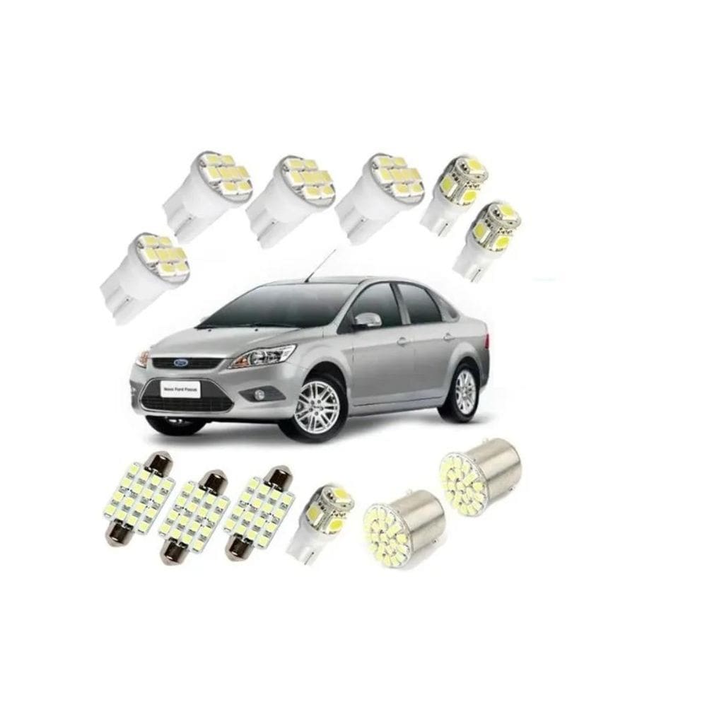 Kit Lâmpadas Led Ford Focus Sedan Luz Pingo Teto Placa Ré