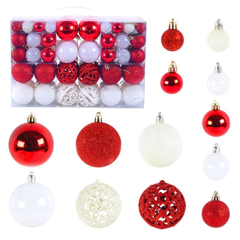 Conjunto de enfeites de bola de Natal KALOR 100 unidades em vermelho e branco