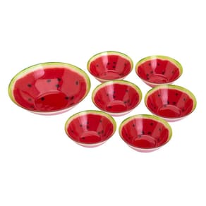 kit Bowls 7 Peças Vidro Sobremesa e Petiscos Melancia