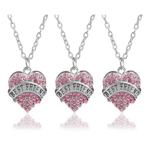 Colar Best Friends Amigas Bff Folheado Níquel - 3 Pçs