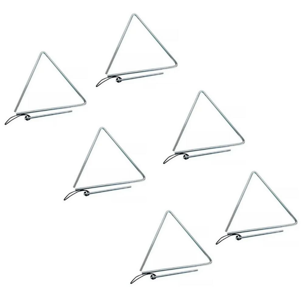 Kit 6 TRIÂNGULO PHX MUSIC 25CM X 8MM 79 AÇO CROMADO BATEDOR CORDÃO