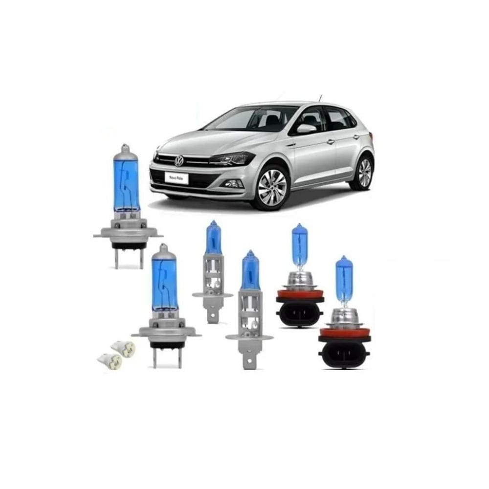 Kit Lâmpadas Super Brancas Polo Virtus 2017-2019 H7 H1 H8