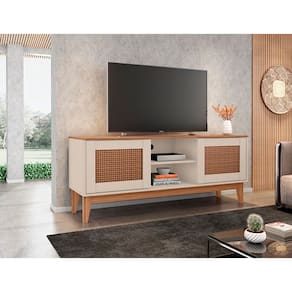Rack Safira 1.35 Off White/Noce - Casa D Móveis