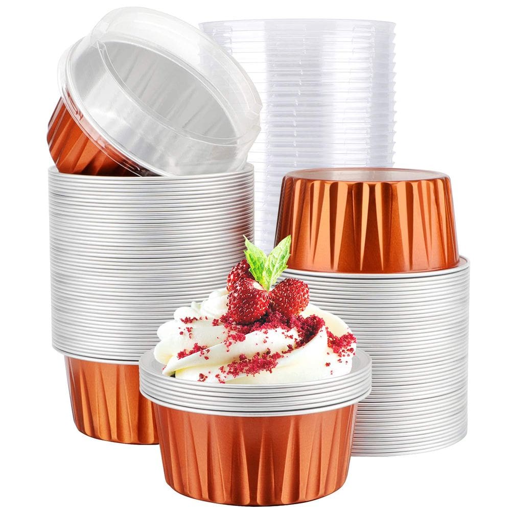 Copos de sobremesa EUSOAR 125 ml com tampas, papel alumínio, 100 unidades - Carro
