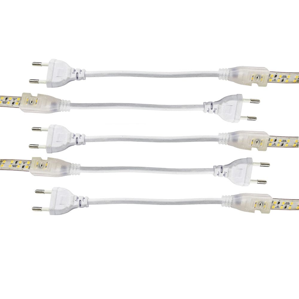 Conector Plug Rabicho para Fita LED 8mm Kit 5 Unidades Fonte Tomada Decoraçao Casa Loja Teto Rebaixando Gesso Sanca Perfil Iluminaçao