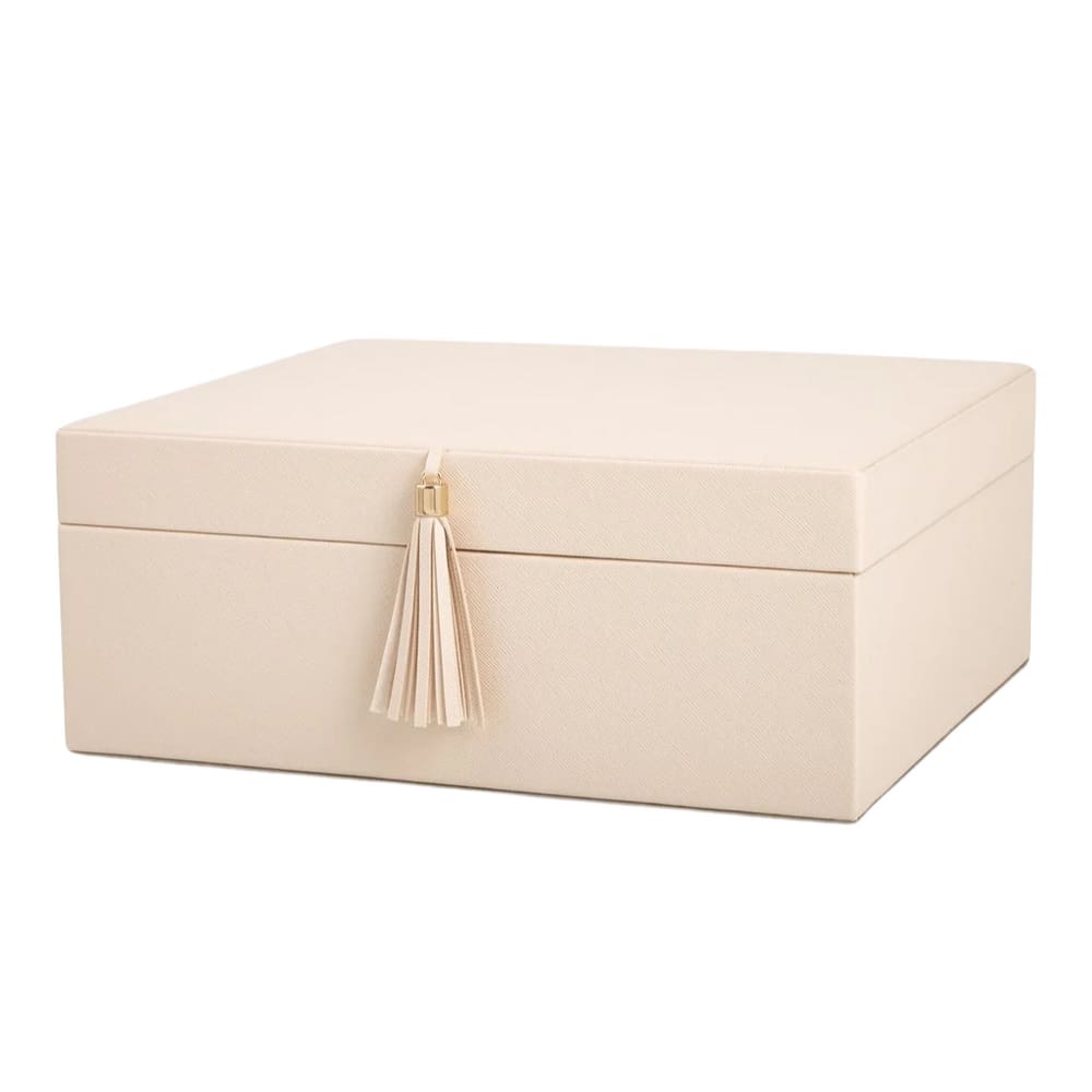Caixa Retangular Em MDF Revestida Em PU Bege Mart 27,5x23,5cm