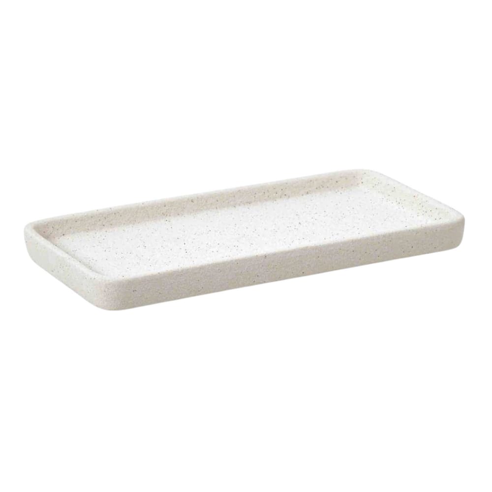 Bandeja Retangular Em Cerâmica Branca Mart 26x10cm