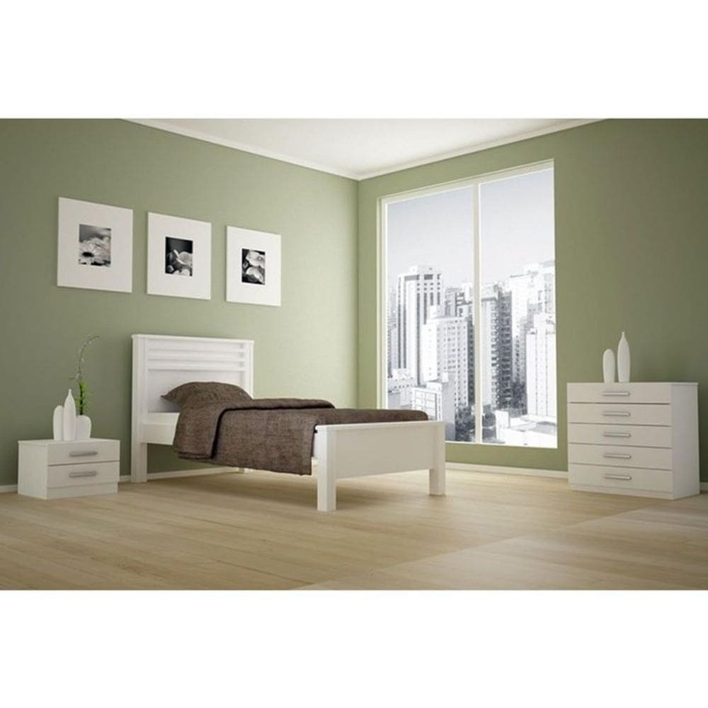 Cama Solteiro Verona Branco - Móveis Novo Horizonte
