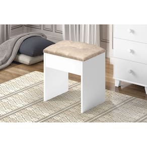 Banqueta Estofada Para Penteadeira Camarim Branco