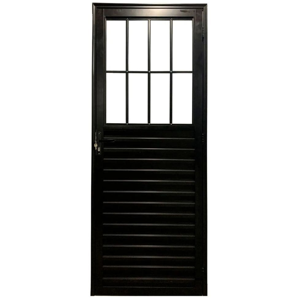 Porta social 2,10x90 lado ESQUERDO no alumínio preto