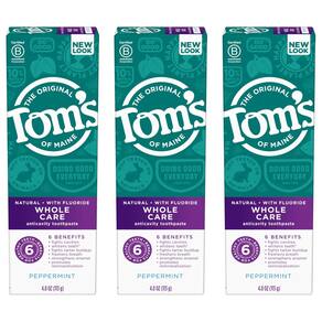 Pasta de dente Tom`s of Maine Whole Care com flúor, 120 ml, pacote com 3