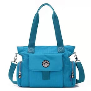 Bolsa Feminina Nylon Ombros Transversal Azul Claro