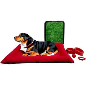 Kit Pet Grande Cama Futon com Sanitário Grama e Acessórios