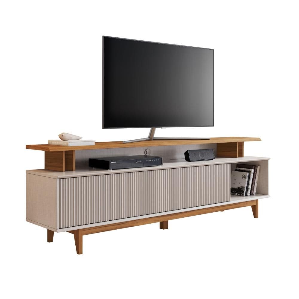 Rack Para Tv Até 75" NT1385 Ripado Off White/Freijó Notável Móveis
