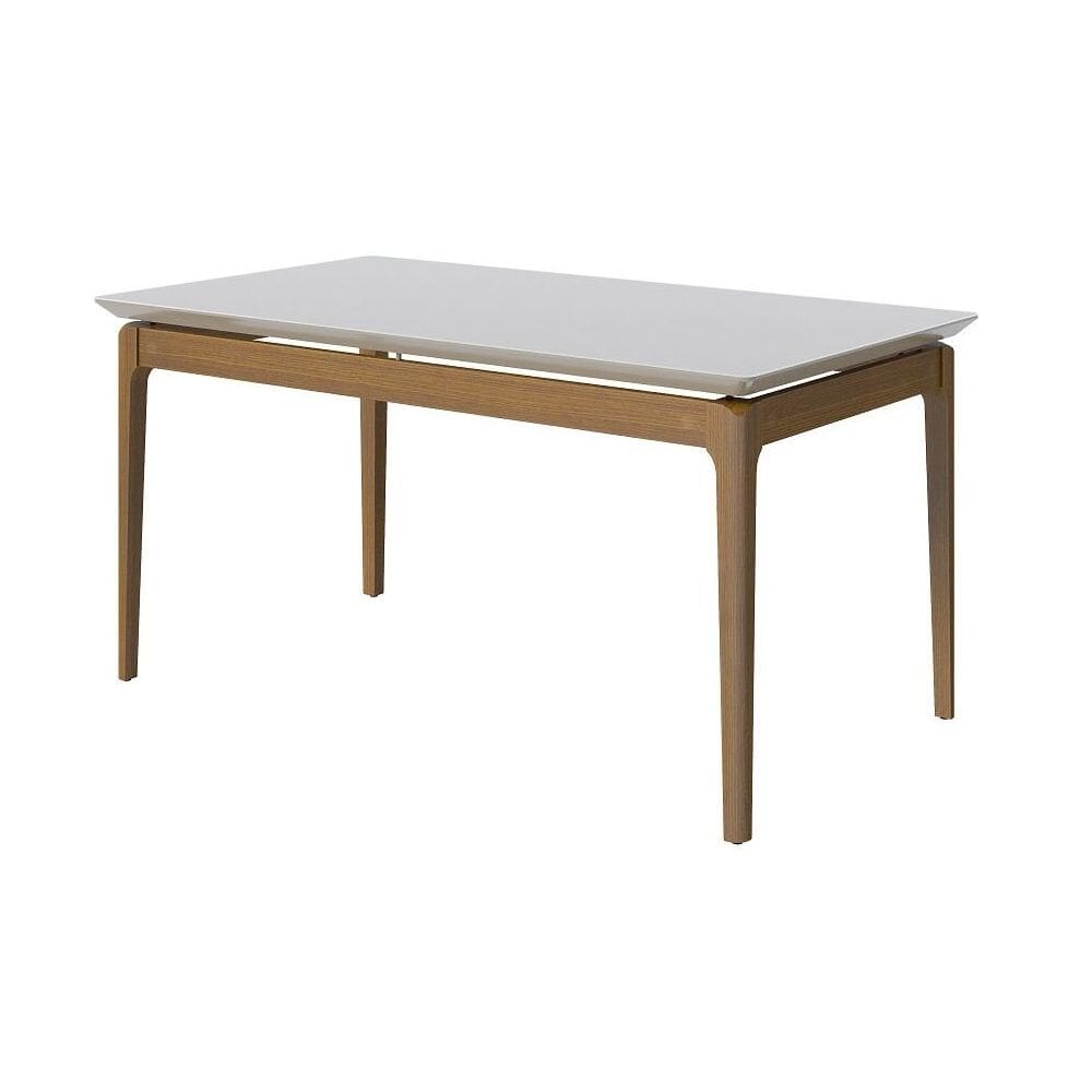 Mesa c/ vidro Retangular - Off White/Nature