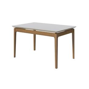 Mesa 1.4 c/ vidro Retangular - Off White/Nature