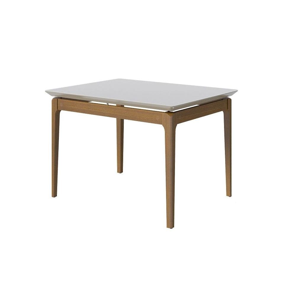 Mesa 1.2 c/ vidro Retangular - Off White/Nature