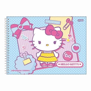 Caderno Espiral Desenho e Cartografia Hello Kitty 80 Folhas Capa Dura - Jandaia